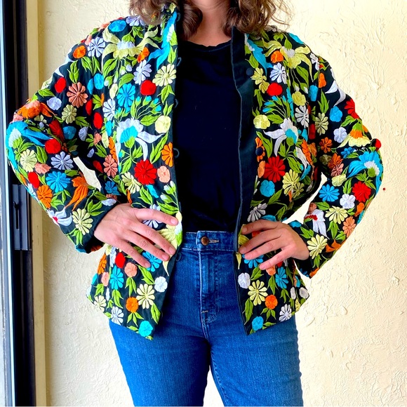Vintage Jackets & Blazers - Embroidered Floral Jacket of Many Colors